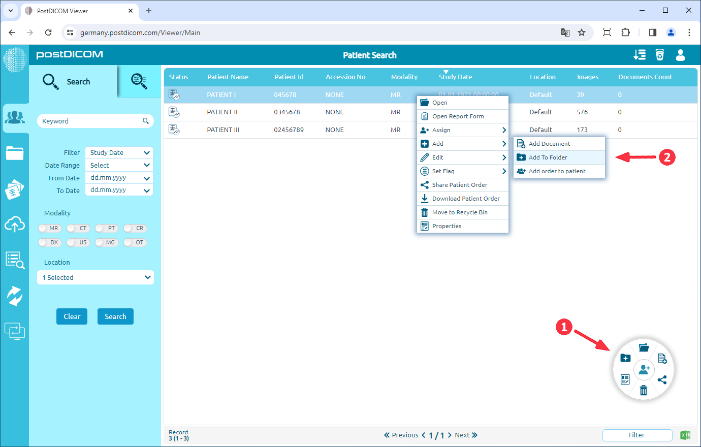 Adding Patient Orders to Folders