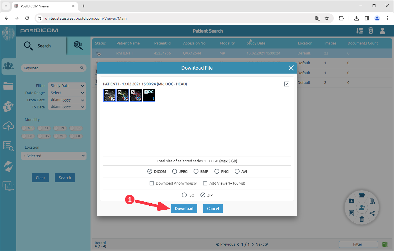 Downloading Patient Images to Disk